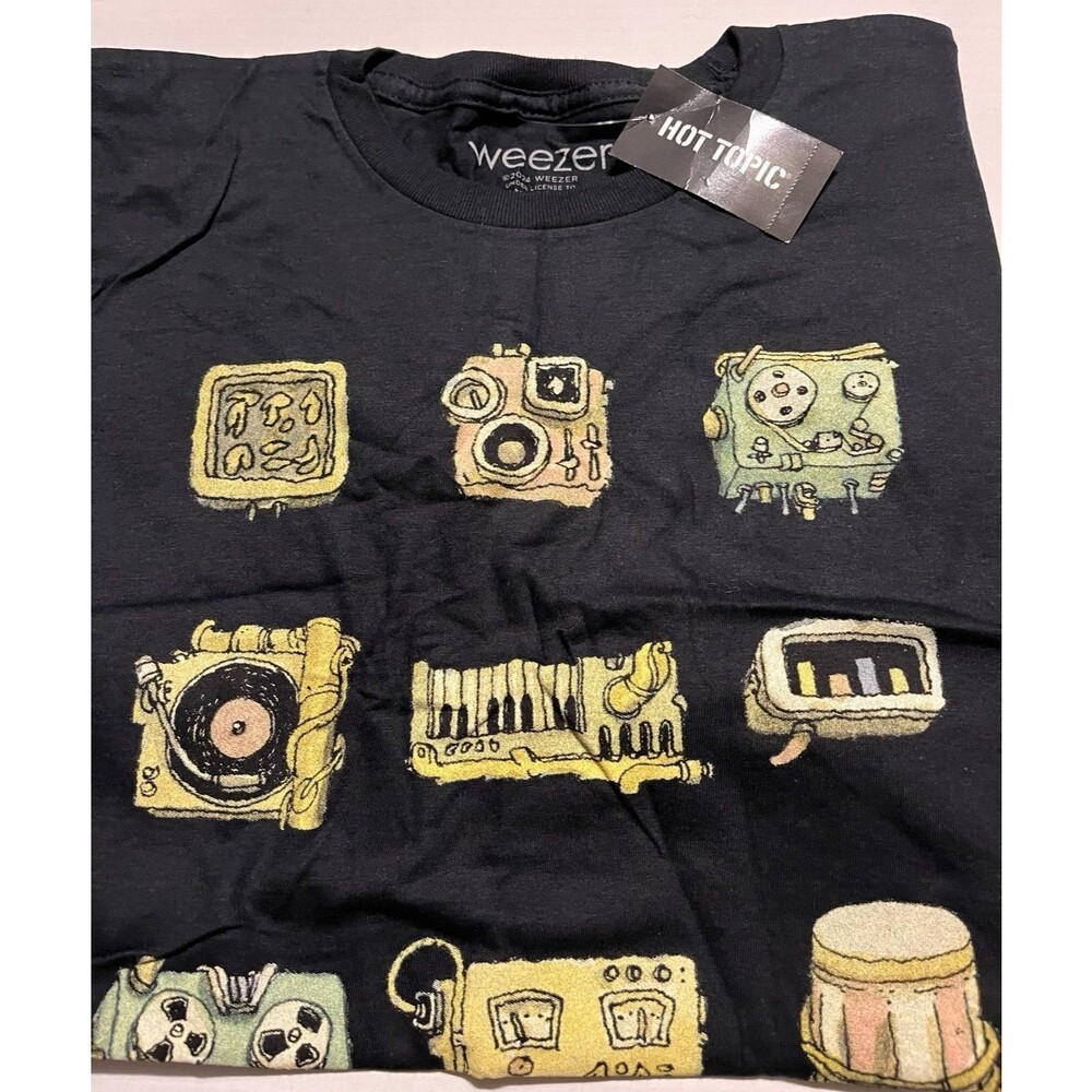 Official Weezer Band Graphic Tee Shirt NWT Hot Topic Instruments Grid Men Large